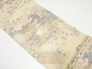 引箔　流水に鴛鴦・紅葉模様織り出し袋帯